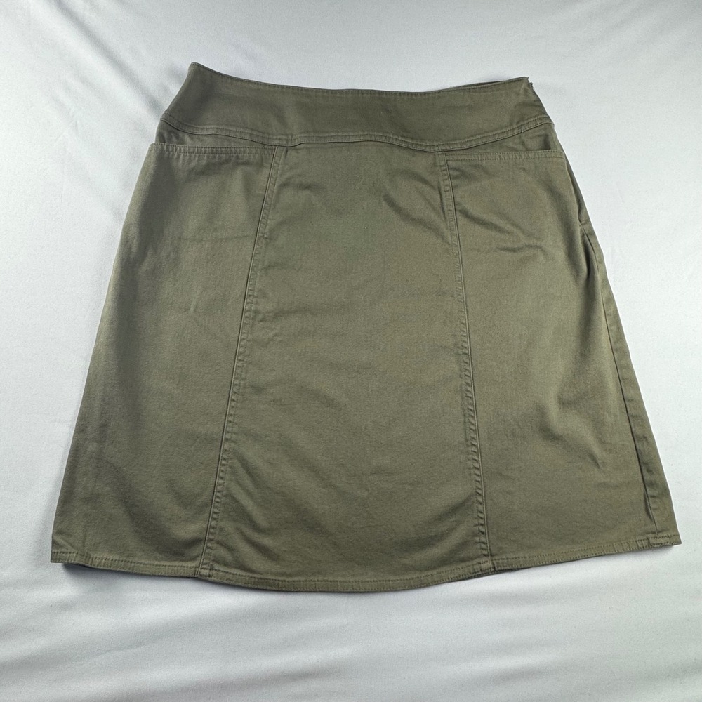 Chaus Womens New Olive Green Cotton Canvas A-Line Skirt Pockets Size 8